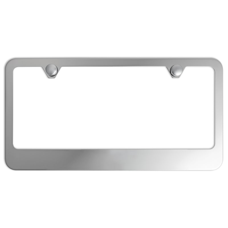 Stainless Steel License Plate Frame - 2-Hole Wide Bottom - Polished Stainless Steel