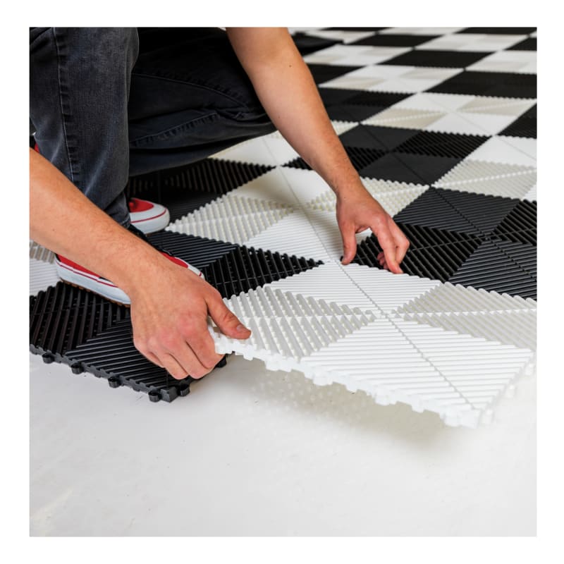 Swisstrax Ribtrax Pro Two Car Garage Floor Tile Mat (Jet Black / Slate Grey)