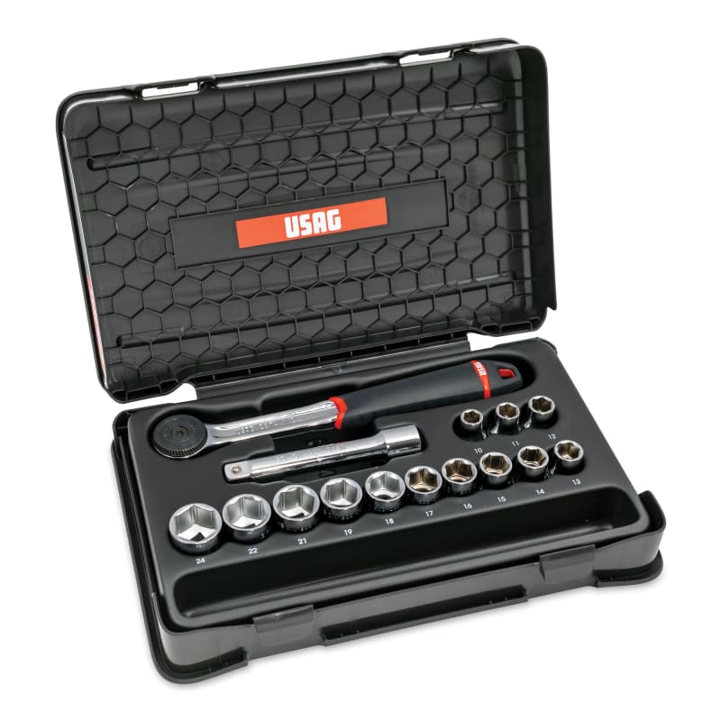 Metric socket and wrench shop set