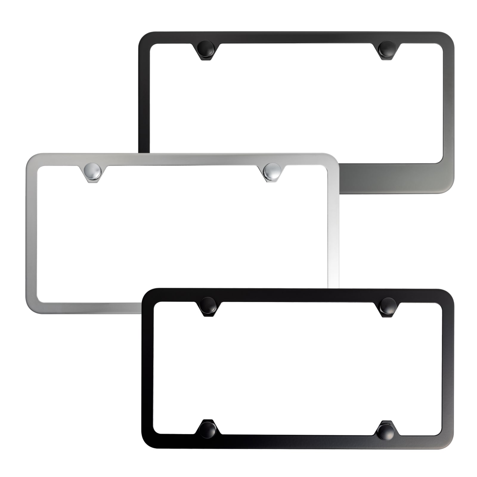 2x Premium 100% Stainless Steel License Plate Frame High Shine Polished for  German Short Plates (LICENSE PLATE SIZE 460MM X 110MM)
