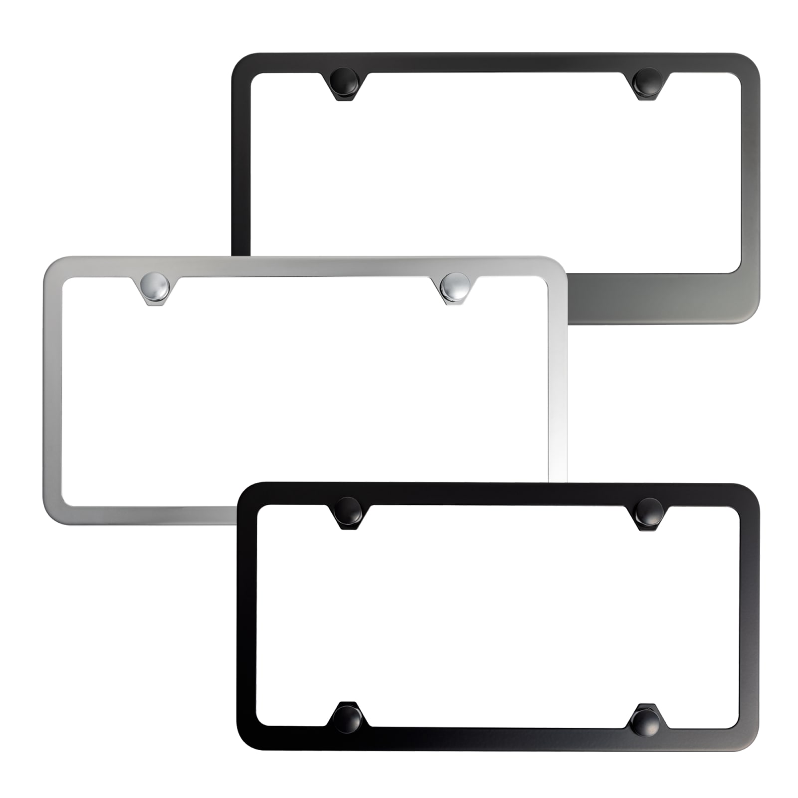 Stainless Steel License Plate Frame - 2-Hole Wide Bottom - Polished Stainless Steel